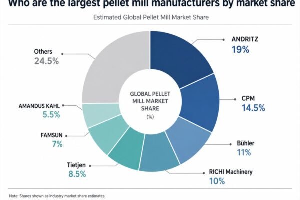 Estimated 2025 global pellet mill manufacturer market share comparison